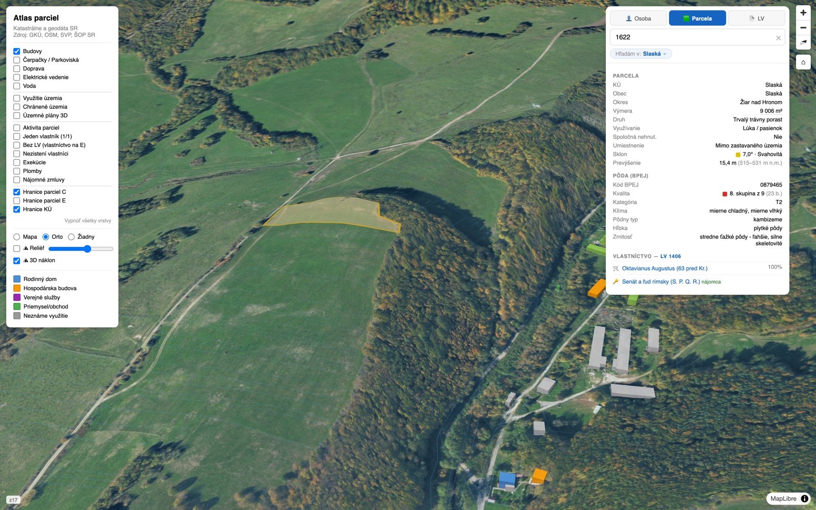 Parcela v 3D s analytikou